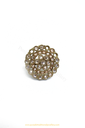 Antique Gold Finished Champagne Stone Ring By PTJ